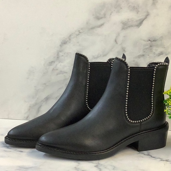 NIB Coach Bowery Leather Black Ankle Boots Women's Size 7B - Picture 1 of 7
